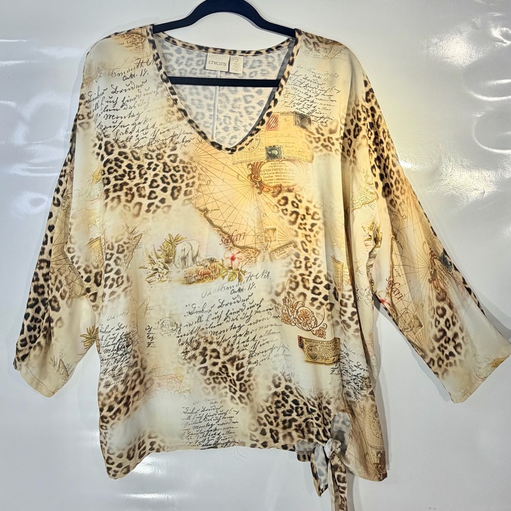 Chico's Beige Leopard Print Blouse